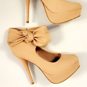 Big Bow Ankle High Heels